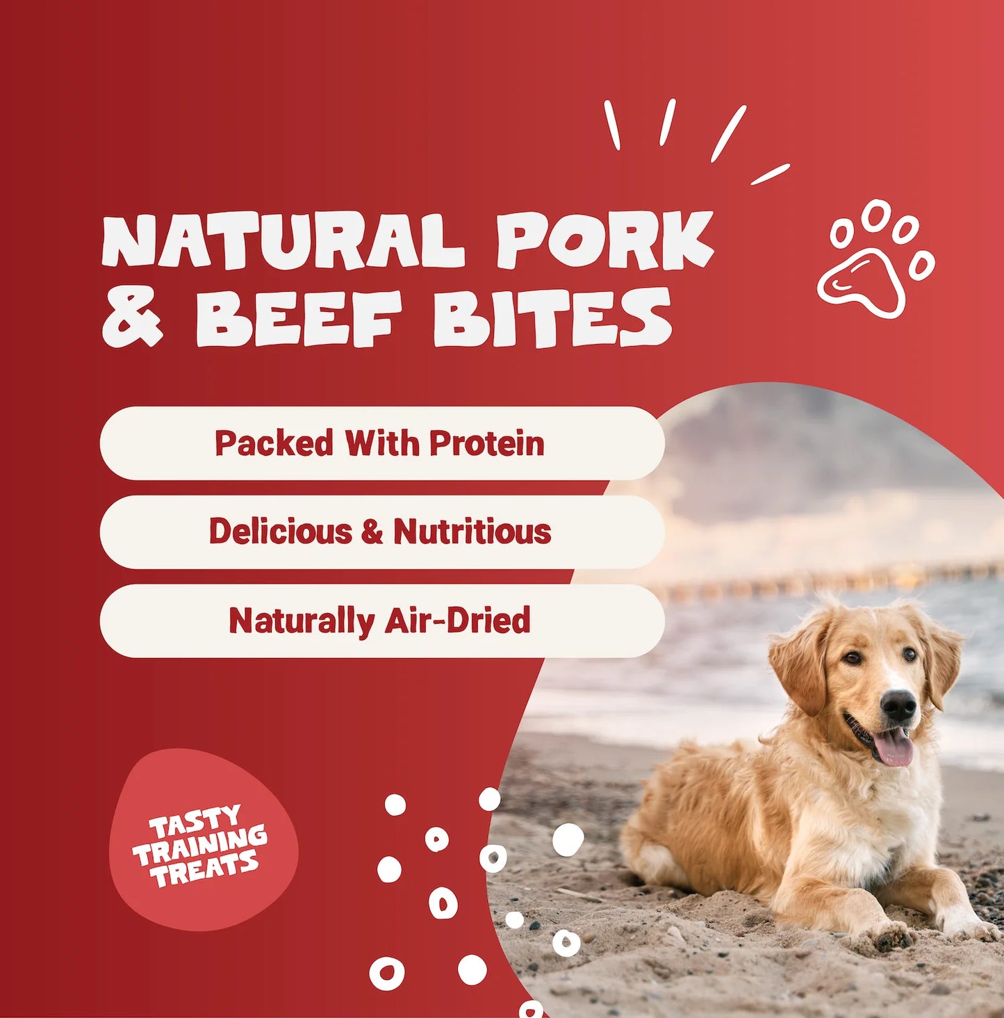 Dog-friendly pork and beef bites – natural, protein-packed, grain-free treats