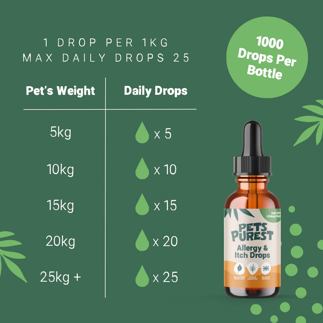 Natural All-Itch Drops for dogs and cats – herbal allergy relief with Skullcap, Ginkgo & Nettle in a non-drowsy formula