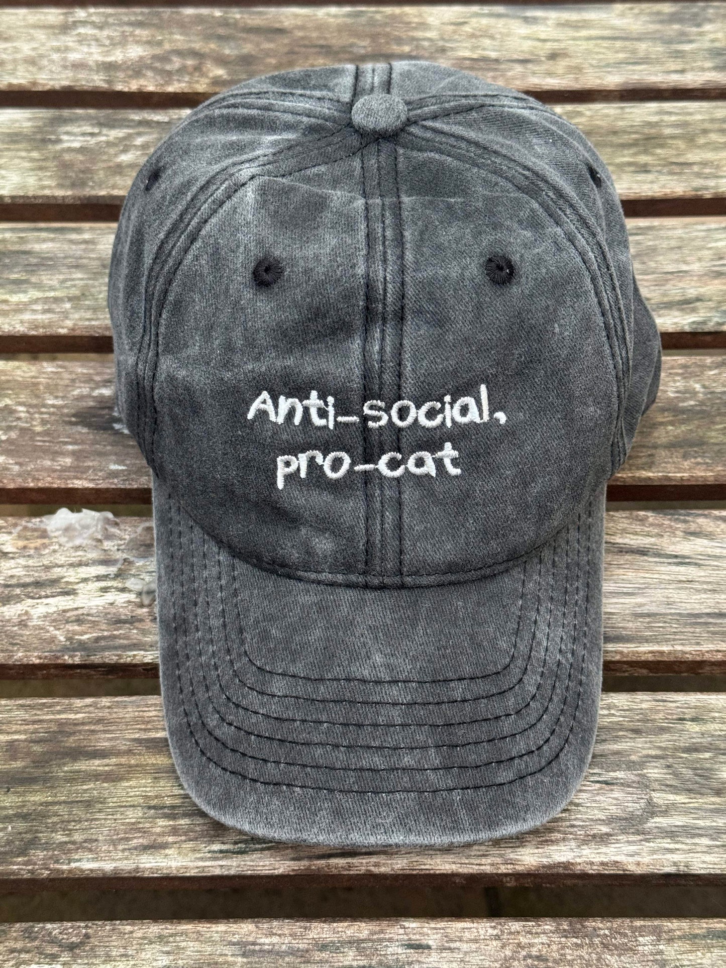 Black cap with “Anti-Social, Pro-Cat” embroidered – Pawsitive Wellness