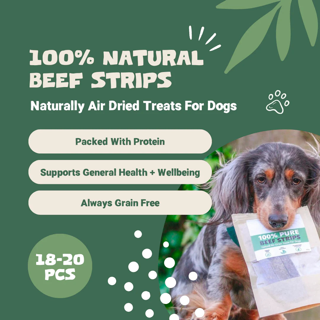 Air-dried beef strips dog treats – 100% natural, protein-packed, and grain-free