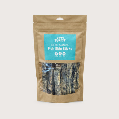 100% natural air-dried cod skin sticks for dogs – rich in omega fatty acids and great for teeth