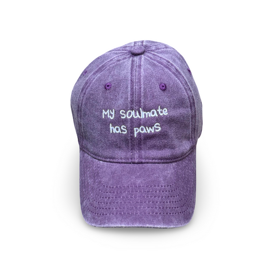 Purple cap with “My Soulmate Has Paws” embroidered – Pawsitive Wellness