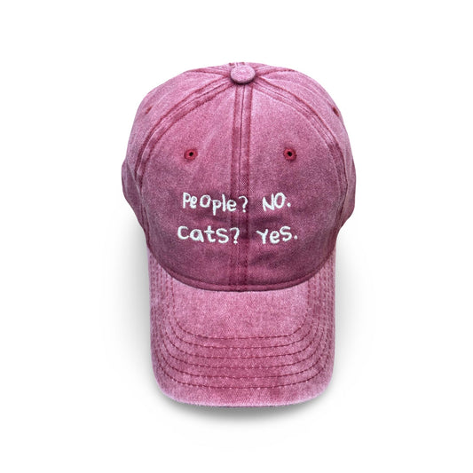 Wine red cap with “People? No. Cats? Yes.” embroidered – Pawsitive Wellness