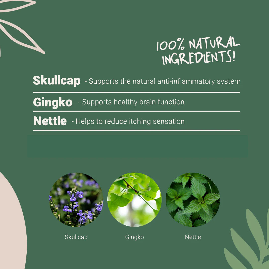 Natural All-Itch Drops for dogs and cats – herbal allergy relief with Skullcap, Ginkgo & Nettle in a non-drowsy formula