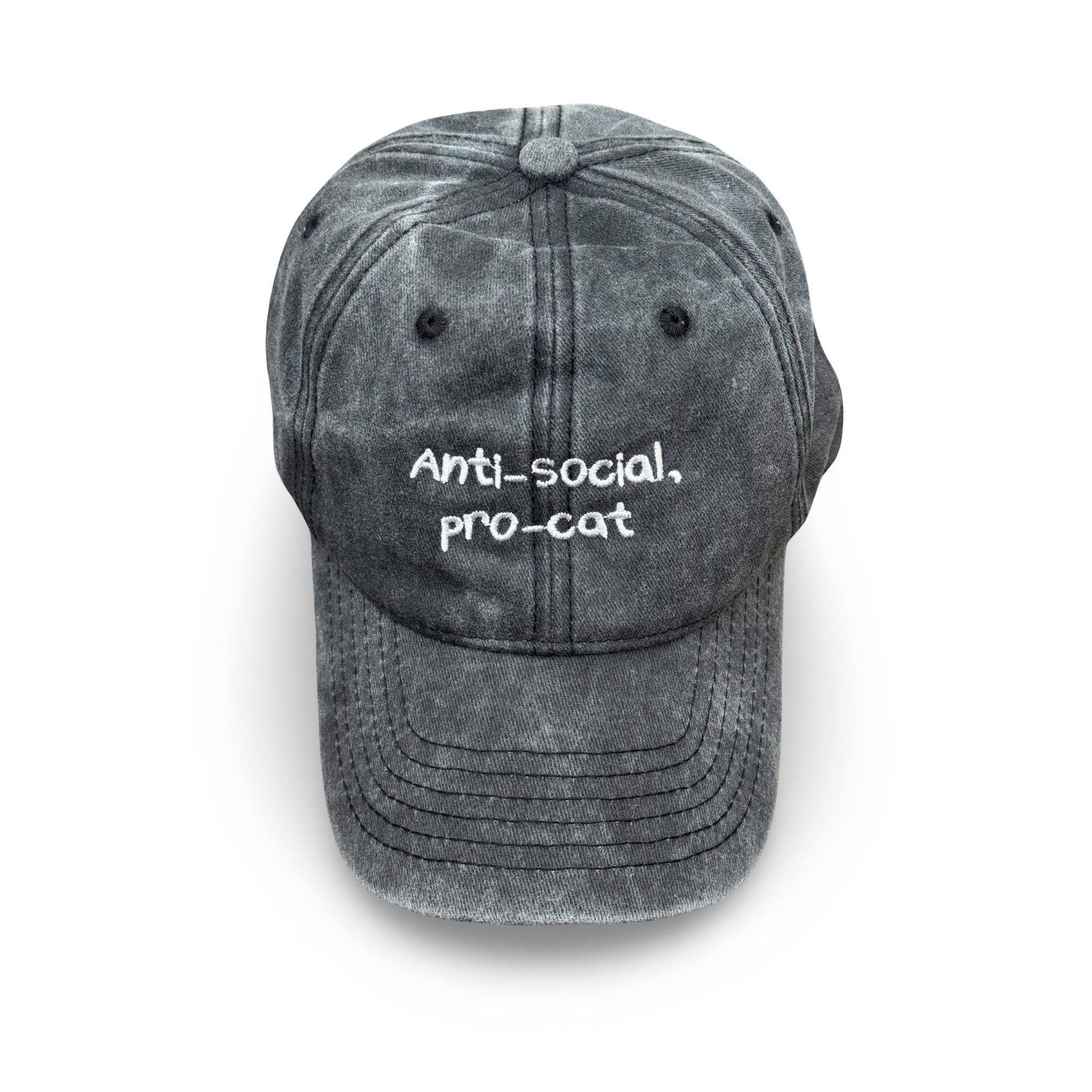 Black cap with “Anti-Social, Pro-Cat” embroidered – Pawsitive Wellness