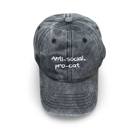 Black cap with “Anti-Social, Pro-Cat” embroidered – Pawsitive Wellness